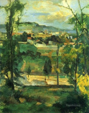 150の主題の芸術作品 Painting - 木の後ろの村 ポール・セザンヌの風景